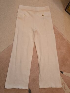 Abercrombie Kids Cream Knit Wide-Leg Pants
